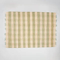 Artisan Hand Woven Jute & Cotton Green Plaid Rug