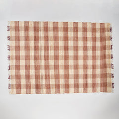 Artisan Hand Woven Jute & Cotton Brown Plaid Rug