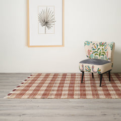 Artisan Hand Woven Jute & Cotton Brown Plaid Rug