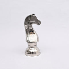 Decorative Hammered Nickel Finish Chess Horse Sculpture – Elegant Table Accent (5.5x5.5x14")