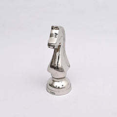 Decorative Hammered Nickel Finish Chess Horse Sculpture – Elegant Table Accent (5.5x5.5x14")
