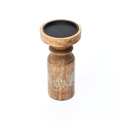 Pillar Candle Holder Set of 2 | Natural Finish | Mango Wood
