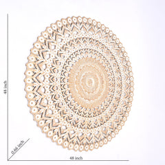 Wall Decor | Wooden Floral Hand Carved Mandala 48" Round Wall Art | Handmade Solid Wood Wall Hanging | Living Room, Bedroom & Entryway