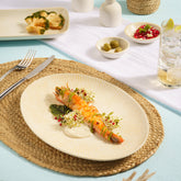 Plate Oval With Foot | Porcelain, 12.59" | Pack of 12