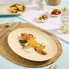Plate Oval With Foot | Porcelain, 12.59" | Pack of 12