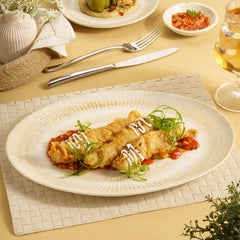 Premium Oval Plate with Foot | 11" | Porcelain | Set of 12