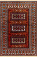 Kandahar E851B Rose traditional area rug top view with ornate border