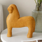 Wooden Horse Decor | Handcrafted Mango Wood Orange Sculpture (2 Sizes)