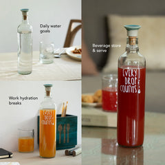 Drop Glass Water Bottle with Ceramic Stopper | Airtight Clear Bottle