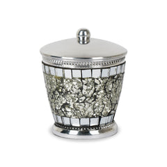 Vanity Jar | Stylish Storage for Cotton Swabs,Rounds,Balls,Sponges & Bath Salts | Decorative Canister for Bathroom, Bedroom | Ice Mosaic
