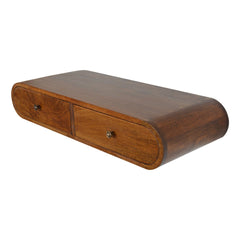 Solid Wood Floating London Console, 2-Drawers, Chestnut, Brown