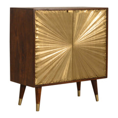 Solid Wood Manila Gold Cabinet, 2-Shelves, Brown