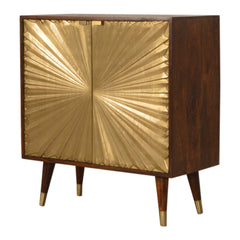 Solid Wood Manila Gold Cabinet, 2-Shelves, Brown