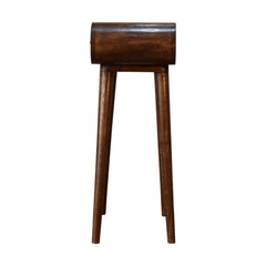 Solid Wood Mini Round Chestnut Console, 1-Drawer, Nordic Legs, Brown
