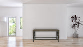 Industrial Cross Metal Coffee Table, Brown and Black