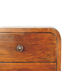 Solid Wood Floating Mini Nightstand, 2-Drawers, Chestnut, Brown