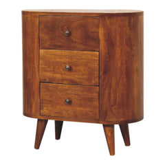 Solid Wood Mini Chestnut Cabinet, 3-Drawers, Brown