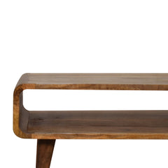 Solid Wood Media Unit, Open Slot, Oak-ish, Light Brown