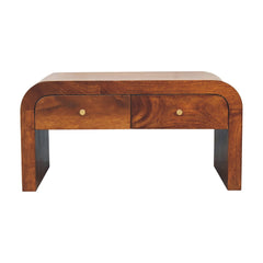 Solid Wood Darcy Coffee Table, 2-Drawers, Chestnut, Dark Brown