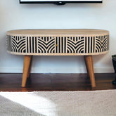 Edessa Bone Inlay Coffee Table, 2-Drawers, Nordic Legs