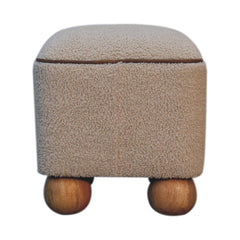 Serenity Footstool with Ball Feet, Beige and Brown
