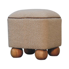 Serenity Footstool with Ball Feet, Beige and Brown