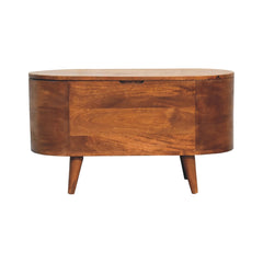 Solid Wood Chestnut Rounded Lid-Up Blanket Box, Storage Box