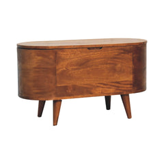 Solid Wood Chestnut Rounded Lid-Up Blanket Box, Storage Box