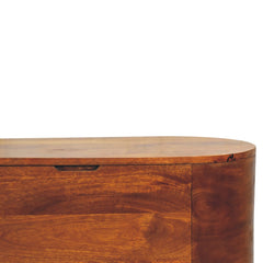 Solid Wood Chestnut Rounded Lid-Up Blanket Box, Storage Box