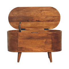 Solid Wood Chestnut Rounded Lid-Up Blanket Box, Storage Box