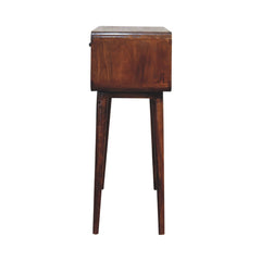 Sonata Chestnut Console Table, Nordic Legs, 2-Drawers, Open Slot, Brown