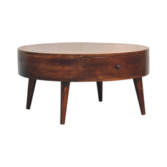 Solid Wood Odyssey Coffee Table, 2-Drawer, Nordic Legs, Brown