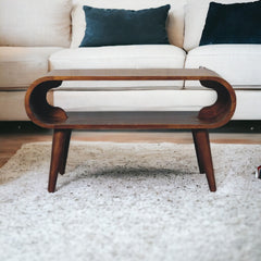 Open Chestnut Coffee Table, Nordic Legs, Dark Brown