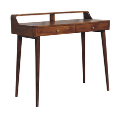 Elevated Chestnut Console Table, 2-Drawers, Nordic Legs, Dark Brown