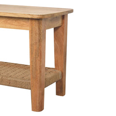 Rope Coffee Table, Open Shelf, Light Brown