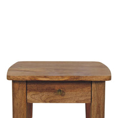Solid Wood Rope End Table, 1-Drawer, 1 Open-Slot, Light Brown