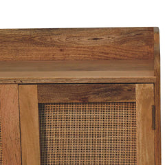 Solid Wood Larissa T-Bar Raised Cabinet, 2 Shelves, Light Brown