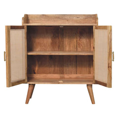 Solid Wood Larissa T-Bar Raised Cabinet, 2 Shelves, Light Brown