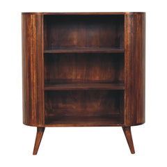 Cortez Chestnut Open Cabinet, 3-Open Shelves, Nordic Legs, Dark Brown