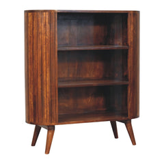 Cortez Chestnut Open Cabinet, 3-Open Shelves, Nordic Legs, Dark Brown