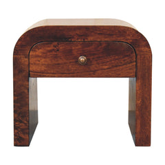 Solid Wood California Walnut Disc Nightstand, 1-Drawer