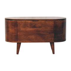 Solid Wood California Walnut Rounded Lid-Up Blanket Box, Nordic Legs, Brown