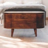 Solid Wood California Walnut Rounded Lid-Up Blanket Box, Nordic Legs, Brown