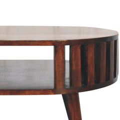Solid Wood Ariella California Walnut Coffee Table, Open Storage, Nordic Legs, Dark Brown