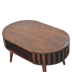 Solid Wood Ariella California Walnut Coffee Table, Open Storage, Nordic Legs, Dark Brown