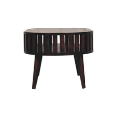 Solid Wood Ariella California Walnut Coffee Table, Open Storage, Nordic Legs, Dark Brown
