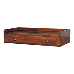 Solid Wood Belmont Wall-Mounted Console, 1 Drawer, 1 Shelf, Brown