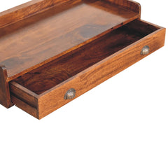 Solid Wood Belmont Wall-Mounted Console, 1 Drawer, 1 Shelf, Brown