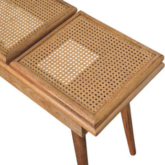 Larissa Triple Accent Oak-ish Cane Bench