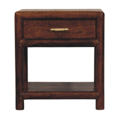 Solid Wood Regency Chestnut Nightstand, 1-Drawer, 1 Open-Slot, Brown